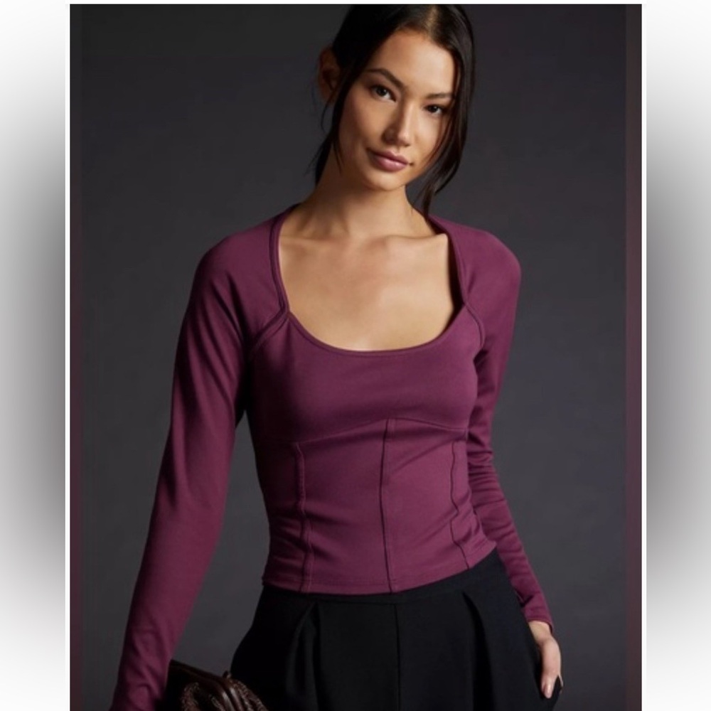 Maeve Ponte Corset Cropped Top